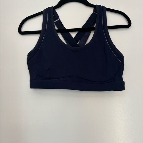 Fabletics Non padded Criss Cross Navy Blue Sports Bra - Picture 1 of 3